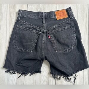 Levi’s 501 Premium Black Denim Distressed Jean Shorts